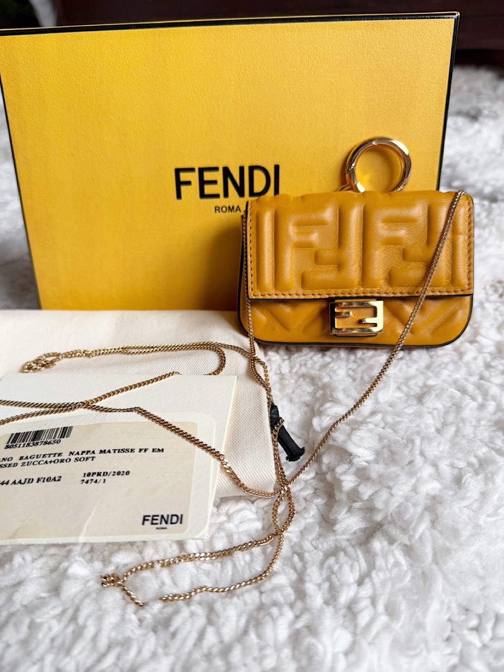 Fendi Zucca FF Baguette Super Nano crossbody bag , charm, earpod purse - Picture 5 of 13